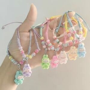 Labubu Inspired Macramé Bracelet Creamy Pastel